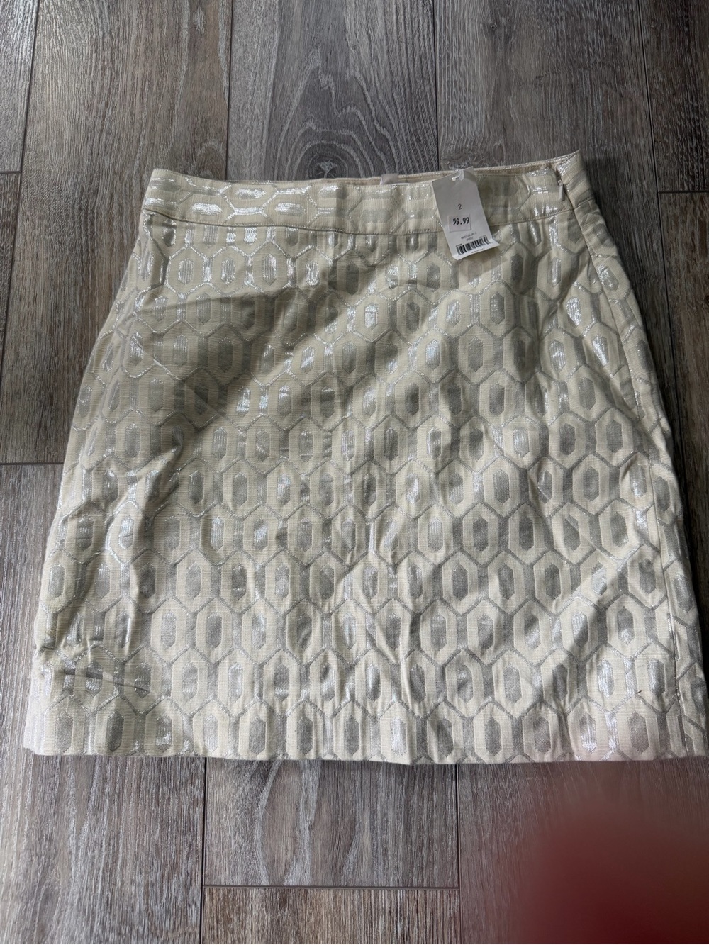 Banana Republic High-Shine Geometric Cream Women’s Skirt